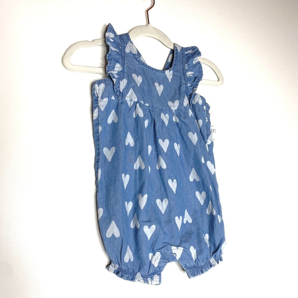Carters Denim Heart Print Baby Romper